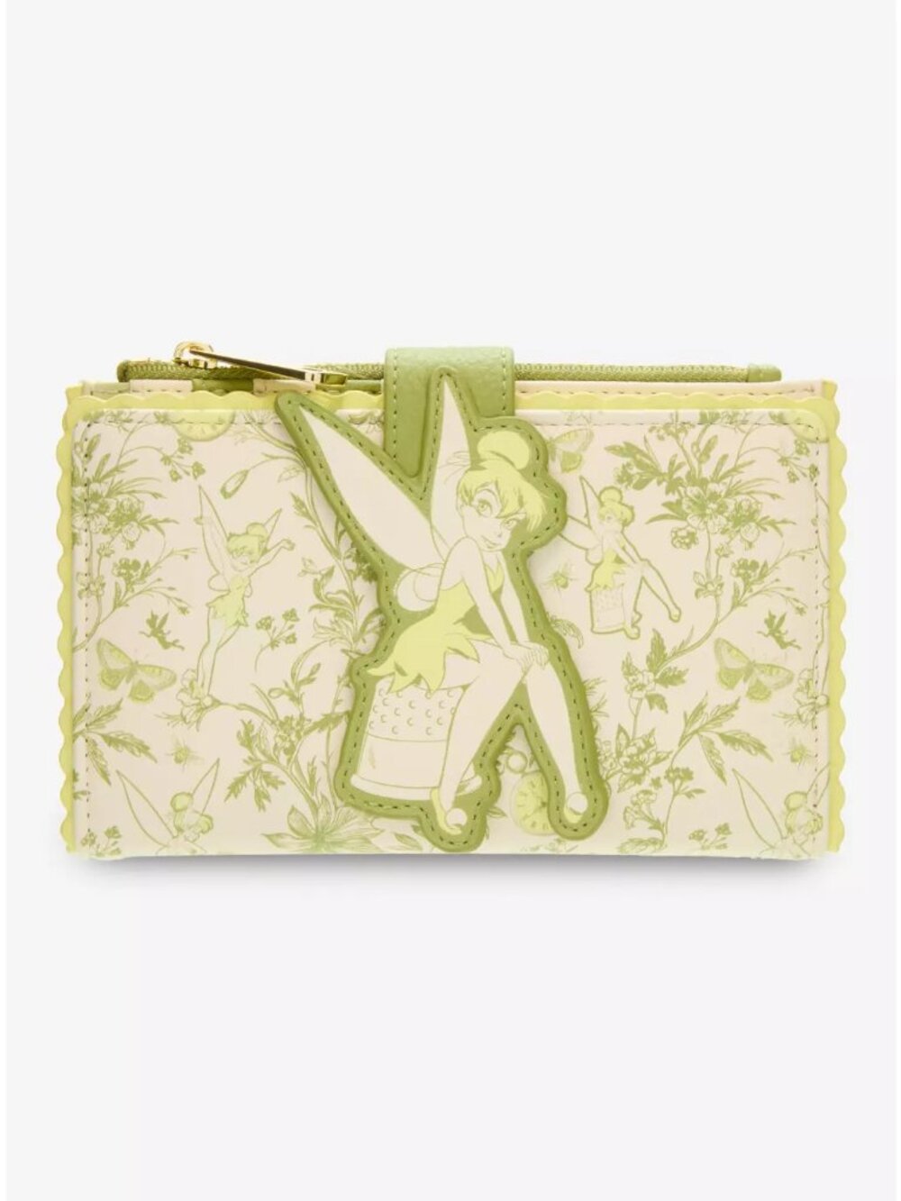 Loungefly Disney Tinker Bell Wallet Floral All Over Pattern Snap Zip New